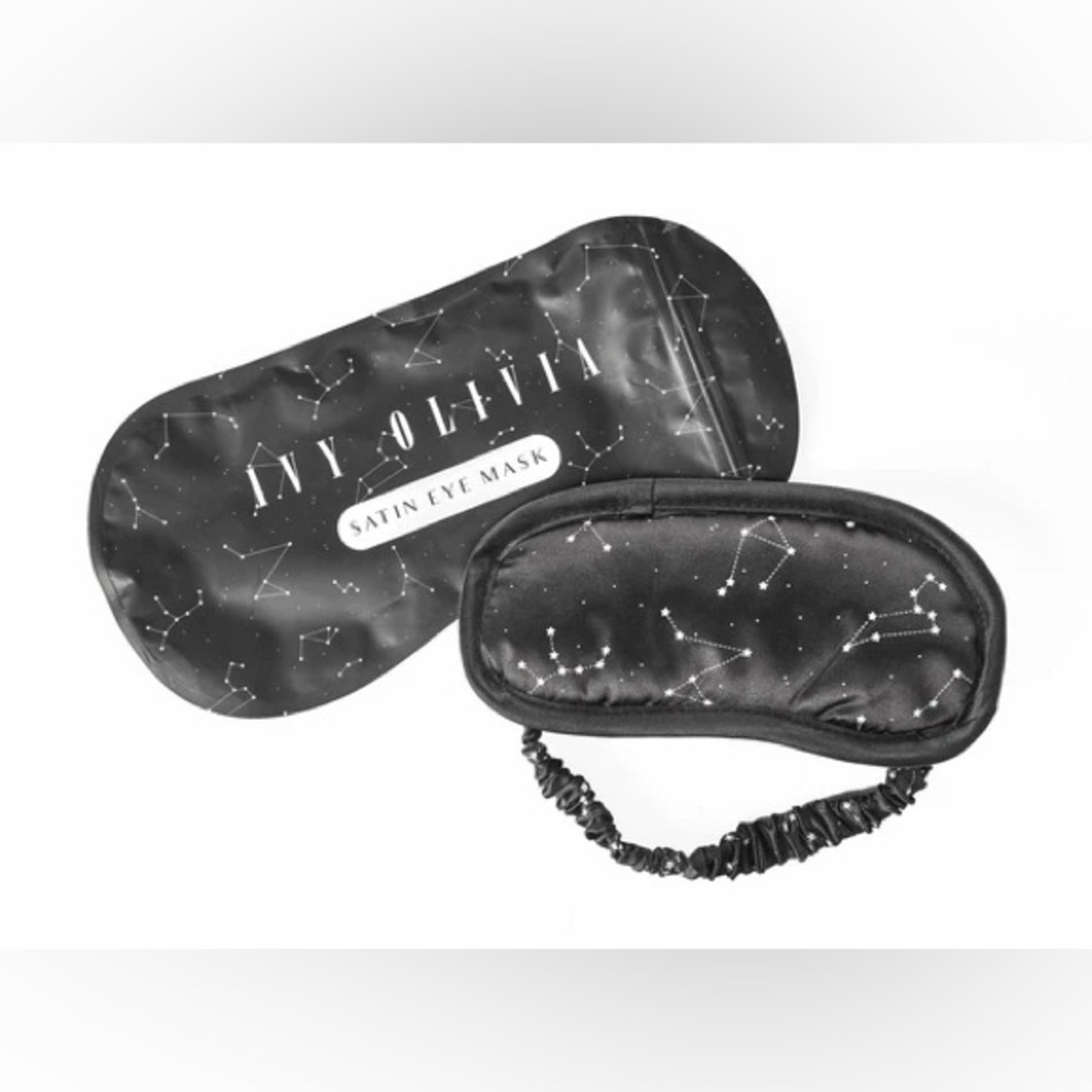 NIP Ivy Olivia Black Satin Eye Mask Constellation Print Sleep Mask